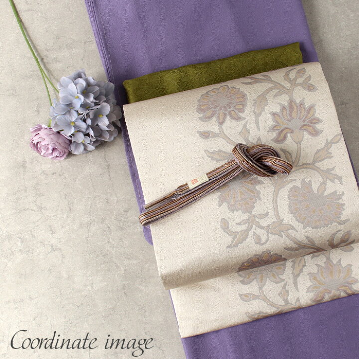 楽天市場】名古屋帯 ベージュ 唐花 西陣織 熊本織物 普段用 九寸  