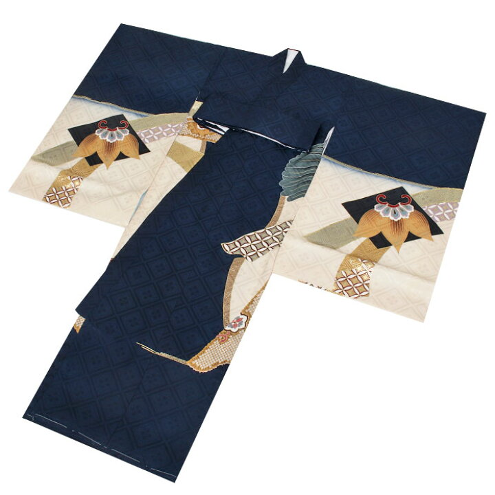 楽天市場】お宮参り 着物 男の子 産着 紺 鷹に御所車 束ね熨斗 正絹  