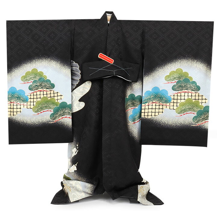 楽天市場】お宮参り 着物 男の子 絹100% 正絹初着 掛け着 産着 黒 鷹 