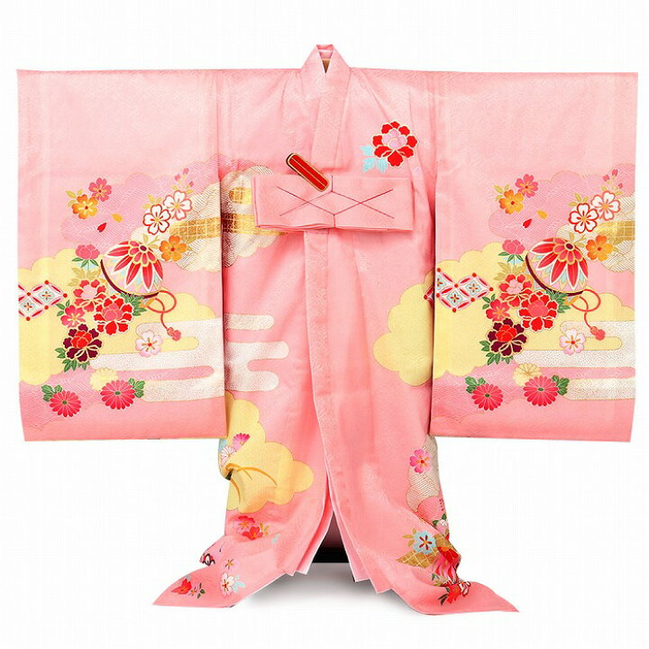 楽天市場】お宮参り 着物 女の子 産着 ピンク 雲取り 鞠 桜 牡丹 正絹 