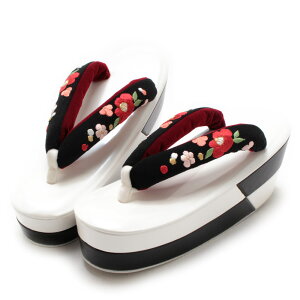 草履 厚底 成人式 振袖 M Lサイズ フリーサイズ 白 黒 ちりめん 椿 刺繍 紗織 日本製 草履 ぞうり 単品 着物 きもの 振り袖 袴 和装 小物 キステ ハイヒール 単品