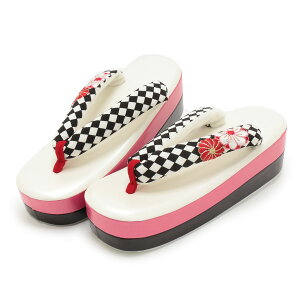 《値下げ!》 草履 厚底 成人式 振袖 Lサイズ フリーサイズ ピンク 白 黒 市松 菊 刺繍 草履 ぞうり 単品 着物 きもの 振り袖 袴 和装 小物 キステ ハイヒール 単品