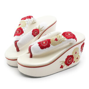 草履 厚底 成人式 振袖 フリーサイズ Lサイズ 黒 白 松竹梅 鶴 刺繍 ぞうり レディース 女性 エナメル 着物 きもの 振袖 袴 和装 小物 キステ kisste 歩きやすい ハイヒール 単品