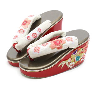 《値下げ!》 草履 厚底 成人式 振袖 Lサイズ フリーサイズ 赤 金 茶 桜 鞠 笹 刺繍 IKKO 草履 ぞうり 単品 着物 きもの 振り袖 袴 和装 小物 キステ ハイヒール 単品