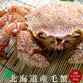 毛がに360g×3尾【北海道産毛蟹】ボイルケガニ【冷凍毛ガニ】蟹味噌が最高のカニ 三大蟹の1つのけがに【おひとり様用毛蟹　独り占め毛がに】ほっかいどうの味【贈物 ギフト 個人用】送料無料