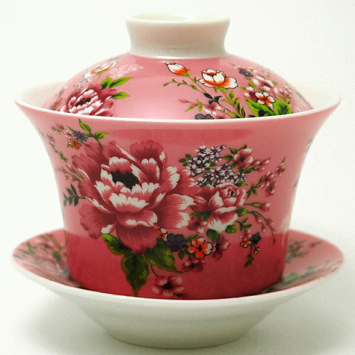 楽天市場 台湾 茶器 蓋碗 花布柄 ピンク 新太源製 台湾 茶器 烏龍茶 お土産 かわいい おしゃれ きれい 花柄 高級感 台湾茶と茶器専門店 吉祥門