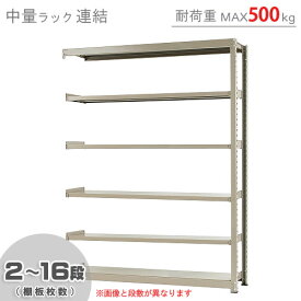 【個人宅も送料無料】 中量ラック500kg 連結 幅180×奥行90×高さ240cm 2～16段 ニューアイボリー 500kg/段 【スチール棚★楽天最安値に挑戦！】 【スチール棚 スチールラック 業務用 収納棚 収納ラック】