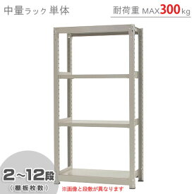 【個人宅も送料無料】 中量ラック300kg 単体 幅90×奥行90×高さ180cm 2～12段 ニューアイボリー 300kg/段 【スチールラック★楽天最安値に挑戦！】 【スチール棚 スチールラック 業務用 収納棚 収納ラック】 【商品key:[W90][D90][H180]】