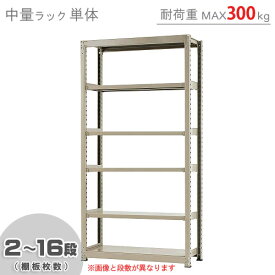 【個人宅も送料無料】 中量ラック300kg 単体 幅120×奥行45×高さ240cm 2～16段 ニューアイボリー 300kg/段 【スチールラック★楽天最安値に挑戦！】 【スチール棚 スチールラック 業務用 収納棚 収納ラック】 【商品key:[W120][D45][H240]】