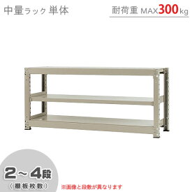 【個人宅も送料無料】 中量ラック300kg 単体 幅150×奥行45×高さ70cm 2～4段 ニューアイボリー 300kg/段 【スチールラック★楽天最安値に挑戦！】 【スチール棚 スチールラック 業務用 収納棚 収納ラック】 【商品key:[W150][D45][H70]】