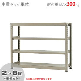 【個人宅も送料無料】 中量ラック300kg 単体 幅150×奥行90×高さ120cm 2～8段 ニューアイボリー 300kg/段 【スチールラック★楽天最安値に挑戦！】 【スチール棚 スチールラック 業務用 収納棚 収納ラック】 【商品key:[W150][D90][H120]】