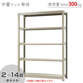 【個人宅も送料無料】 中量ラック300kg 単体 幅150×奥行90×高さ210cm 2～14段 ニューアイボリー 300kg/段 【スチールラック★楽天最安値に挑戦！】 【スチール棚 スチールラック 業務用 収納棚 収納ラック】 【商品key:[W150][D90][H210]】