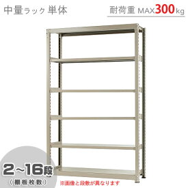 【個人宅も送料無料】 中量ラック300kg 単体 幅150×奥行45×高さ240cm 2～16段 ニューアイボリー 300kg/段 【スチールラック★楽天最安値に挑戦！】 【スチール棚 スチールラック 業務用 収納棚 収納ラック】 【商品key:[W150][D45][H240]】