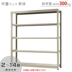 【個人宅も送料無料】 中量ラック300kg 単体 幅180×奥行75×高さ210cm 2～14段 ニューアイボリー 300kg/段 【スチールラック★楽天最安値に挑戦！】 【スチール棚 スチールラック 業務用 収納棚 収納ラック】 【商品key:[W180][D75][H210]】