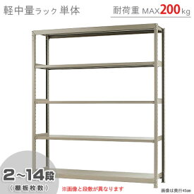 【個人宅も送料無料】 軽中量ラック200kg 単体 幅180×奥行60×高さ210cm 2～14段 アイボリー 200kg/段 【スチールラック★楽天最安値に挑戦！】 【スチール棚 スチールラック 業務用 収納棚 収納ラック】 【商品key:[W180][D60][H210]】