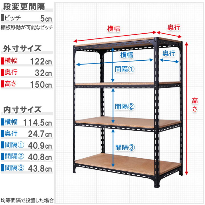 楽天市場】【個人宅も送料無料】 アングル棚 F1 幅120×奥行30×高さ 