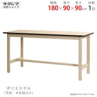作業台 作業テーブル ワークテーブル 幅180 奥行90 高さ90cm フレームベージュ ポリエステル天板 耐荷重3…