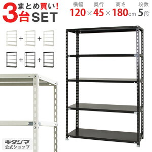 【まとめ買い3台セット!個人宅も送料無料】 NC-1200-18 幅120×奥行45×高さ180cm 5段 ホワイト・ブラック 70kg/段 【スチール棚楽天最安値に挑戦!】 【スチール棚 スチールラック 業務用 収納ラ