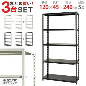 【まとめ買い3台セット!個人宅も送料無料】 NC-1200-24 幅120×奥行45×高さ240cm 5段 ホワイト・ブラック 70kg/段 【スチール棚楽天最安値に挑戦!】 【スチール棚 スチールラック 業務用 収納棚