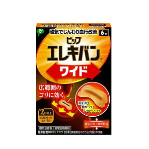 【クーポン利用で最大150円OFF】【即納】【メール便発送】ピップ エレキバンワイド 6枚入 磁気治療器 肩こり 磁気 解消グッズ 血行改善 磁束密度80ミリテスラ【4902522680455】