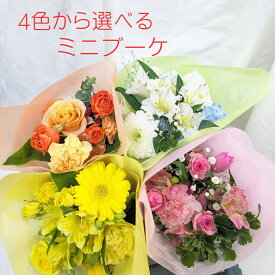 ミニブーケ【 生花/ギフト 】選べる 色 ピンク イエロー オレンジ ホワイト 父の日 お祝い お誕生日 送別 花束 生花 ミニ 小さい 片手 花束 ブーケ プレゼント プチギフト 卒業式 誕生日 記念日 発表会 かわいい 離任 送別 入学 入園 卒業 花束 卒業ブーケ