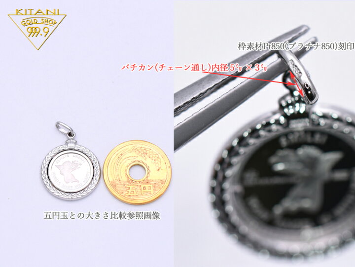 楽天市場】純プラチナ ペンダント エンゼル( 天使 ) コイン 1/25oz 