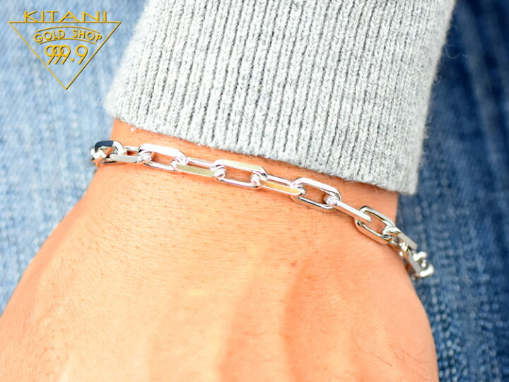 楽天市場】K18ホワイトゴールド 極太 スーパー小豆 ブレスレット 幅 約  