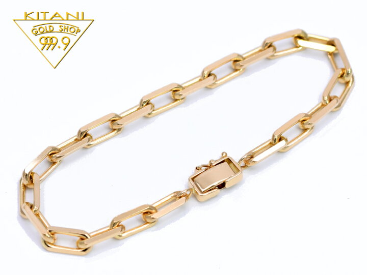 楽天市場】K18 極太 スーパー小豆 ブレスレット 幅 約5.5mm / 全長20cm  