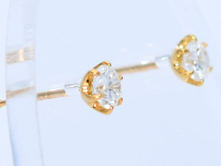 楽天市場】K18 スタッド ピアス ダイヤモンド ペアー 0.3ct 6本爪 無色 
