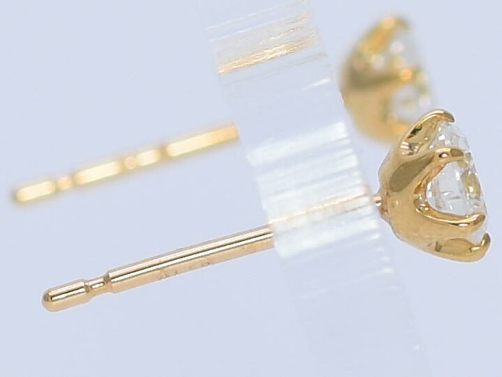 楽天市場】K18 スタッド ピアス ダイヤモンド ペアー 0.3ct 6本爪 無色 