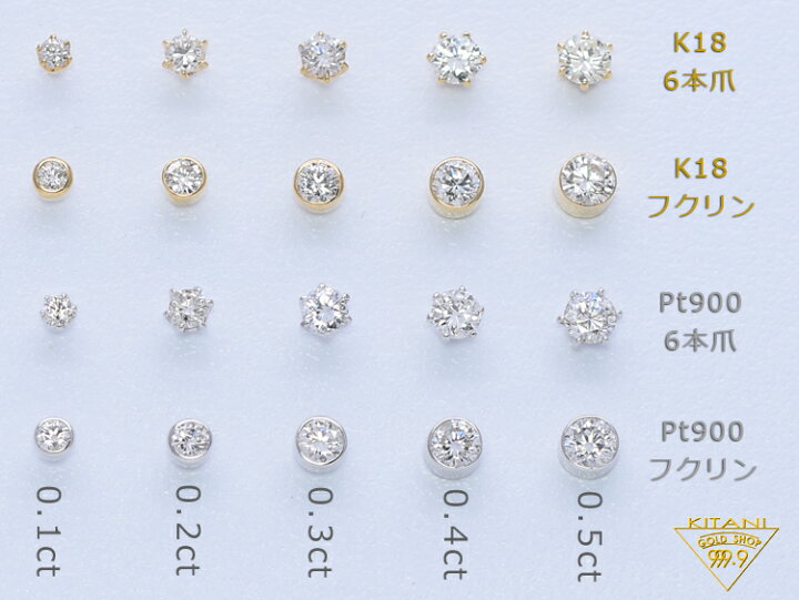 楽天市場】K18 スタッド ピアス ダイヤモンド ペアー 0.3ct 6本爪 無色 