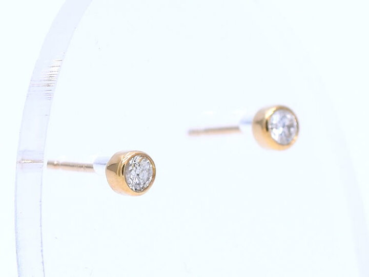 楽天市場】K18 スタッド ピアス ダイヤモンド ペアー 0.1ct フクリン留 