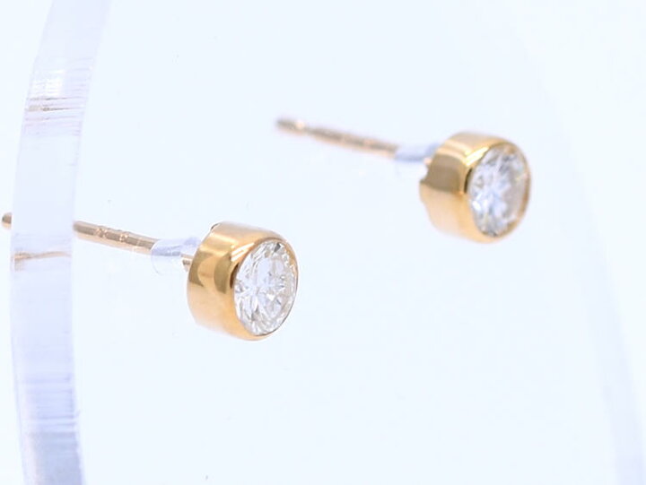 楽天市場】K18 スタッド ピアス ダイヤモンド ペアー 0.3ct フクリン留 
