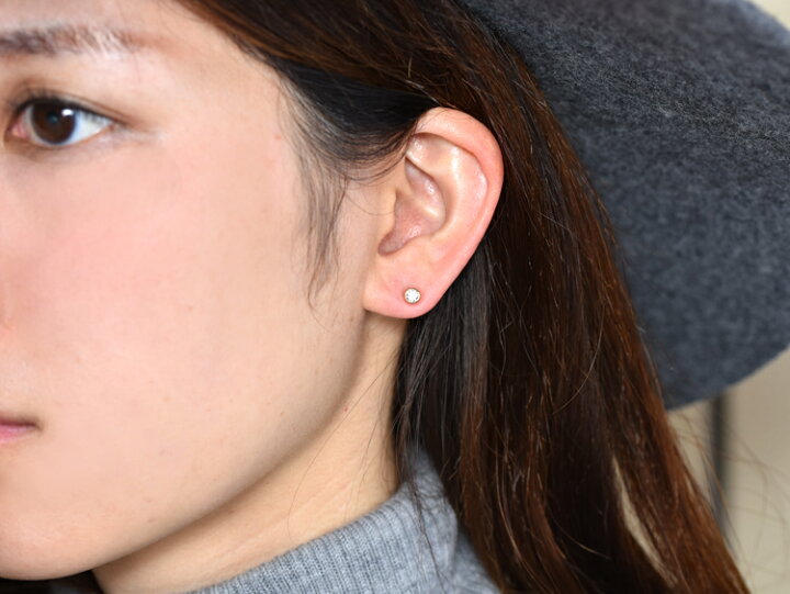 楽天市場】K18 スタッド ピアス ダイヤモンド ペアー 0.3ct フクリン留 