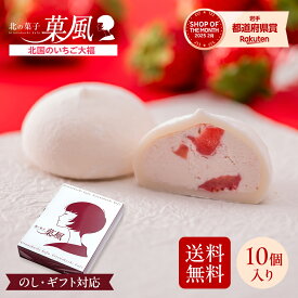 北国のいちご大福 【10個入】 生クリーム大福 苺大福 クリーム 高級 大福 スイーツ 餅 冷凍 生クリーム いちご お菓子 プレゼント ギフト 個包装 内祝い 大福餅 苺スイーツ 和スイーツ 柔らかい お取り寄せ クリスマス お歳暮