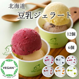 【北海道豆乳ヴィ―ガンジェラート 6個／12個】北海道 道産 100％植物性 ヴィ―ガン 豆乳 米粉 玄米粉 オリゴ糖 含蜜糖 アイス ジェラート 健康 乳不使用 卵不使用 小麦不使用 白砂糖不使用 グルテンフリー SDGs 夕張メロン いちご ハスカップ 黒豆 小豆 落花生 ピーナッツ