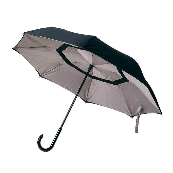 お歳暮 アンファンス 傘 サーカス ベージュ×ブラック 逆さ傘 人気の製品 逆さに開く2重傘 晴雨兼用 circus さかさ傘