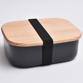 木蓋付きフードボックス M 黒 お弁当箱 木蓋付き ステンレス製 弁当箱