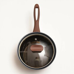 《 送料無料 》 コージークック ( cozycook ) 18cm 片手鍋 IH対応 ガス火対応 ツインコーティングシリーズ ( 外面 / セラミック 、内面 / フッ素樹脂加工 ) ( 菜箸やお玉が置けるガラス蓋つき ) イタリアンショコラ