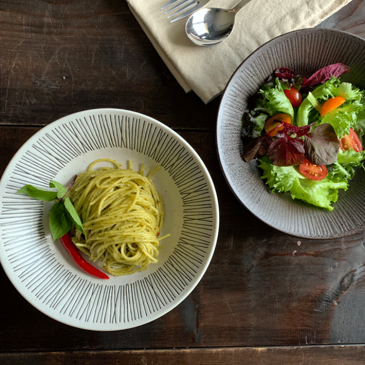 ノリタケ ヴィヴィッドソロ スープ皿　パスタ皿　中皿 6客　美品 お皿 おしゃれ 食器 カレー パスタ皿 クロスストライプ 21cm 深