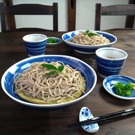 そば食器 呉須刷毛目二人前 そば食器セット ざるそばセット ざるそば 器 セット そば皿 そば猪口 薬味皿 竹すのこ 各2個 和食器