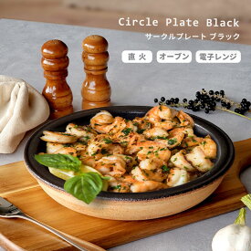 皿 直火対応 サークルプレート ブラック Circle Plate Black 耐熱皿 耐火皿 大皿 深皿 グリルパン オーブン皿 おしゃれ 日本製 信楽焼 カネフサ製陶
