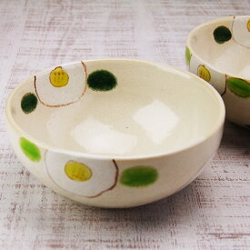 手描き 椿 白 ボウル TSUBAKI 中鉢/ボール/トンスイ/呑水/ツバキ 柄/つばき 柄 花 ボウル