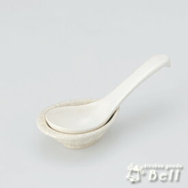 銀峯貫入 小 レンゲ 受け台付 日本製 萬古焼 業務用食器