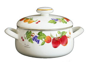 ホーロー鍋 キャセロール『フルータスコレクション2 20cm 両手鍋 』100V・ 200V IH対応 富士ホーロー 日本製