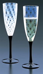 素敵なワイングラスで美味しくどうぞ!大正浪漫硝子 『フルートワインBKペアー(市松・水玉セット) 』 廣田硝子 日本製