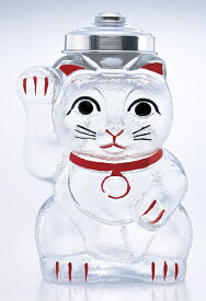 【送料無料】昭和初期のレトロガラスを再現！昭和レトロシリーズ　『招き猫　菓子ビン 』 廣田硝子　日本製