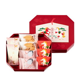 【予約商品】絵馬福招来　大(お多福面2・白桃フィナンシェ2・福渡せんべい2・干支羊羹 午3) [宗家源吉兆庵]