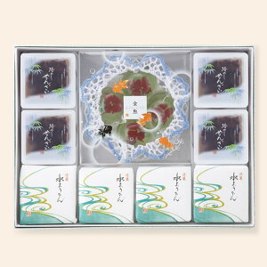 金魚詰合せ 大(水ようかん4・冷やしぜんざい4・金魚(5個入)1)[宗家源吉兆庵]