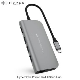 HYPER++ HyperDrive USB Type-C 9 in 1 Power Hub PD対応 # HP-HD30FGRAY ハイパー (USB Type-C アダプタ)